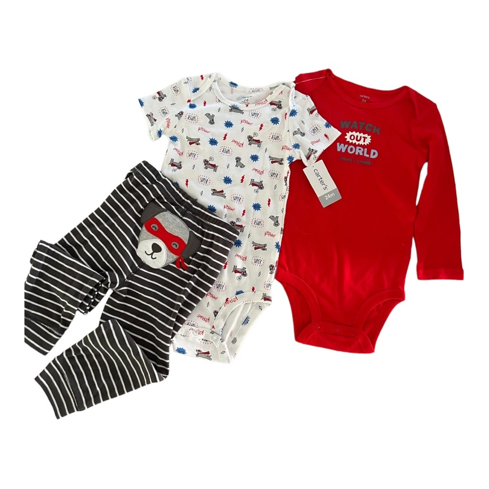 Carter's 3-piece pajama set size 24 months dog motif